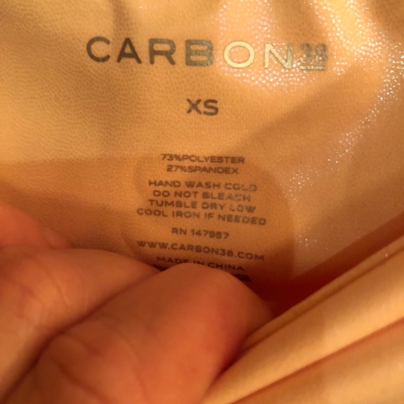 Carbon38 NWOT high rise shine full length leggings iridescent champagne pink - Picture 8 of 9